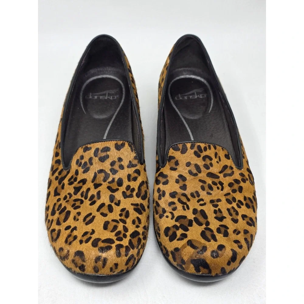 Dansko Olivia Womens EU 39 US 8.5-9 Leopard Print Calf Hair Flats Comfort Shoes